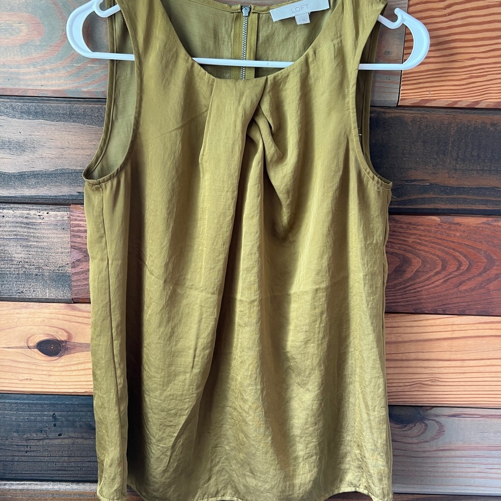 ANN TAYLOR LOFT WOMEN'S SLEEVELESS BLOUSE SHIRT GREEN SIZE SMALL